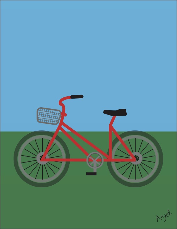 An illustration of a red bicycle