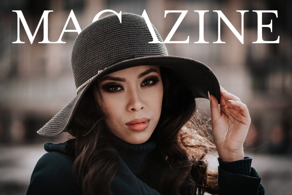 A model and magazine text